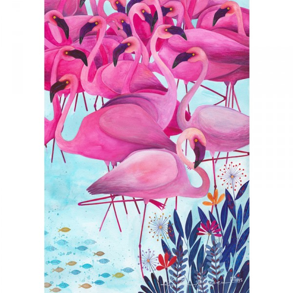 1000 pieces puzzle: Andrea K Tropical: Pink flamingos - Dtoys-72887TR02