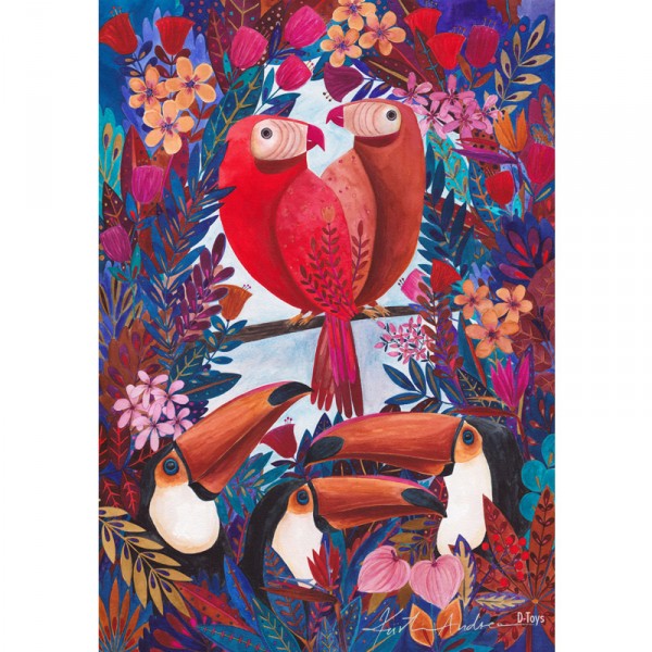 1000 pieces puzzle: Andrea K Tropical: Toucans and parrots - Dtoys-72887TR01