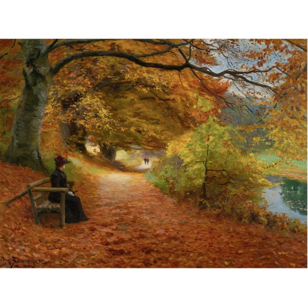 1000 pieces puzzle: Hans Anderson Brendekilde: Autumn wooded path - Dtoys-72795BR02