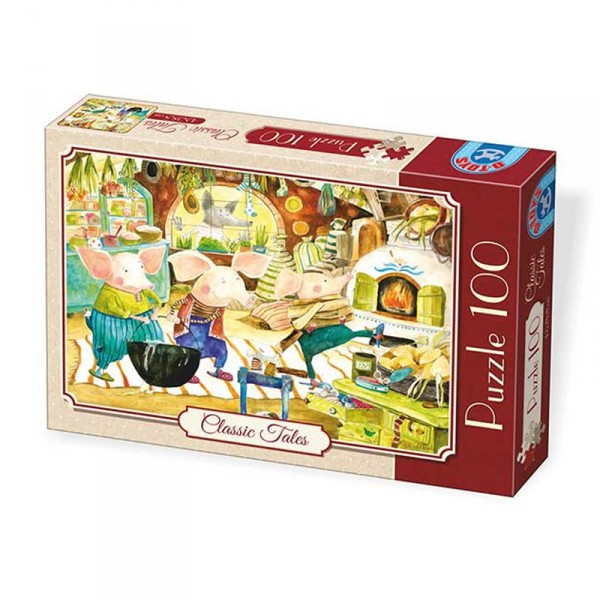 Puzzle 100 pièces : Classic Tales : Les trois petits cochons - Dtoys-72962EM02