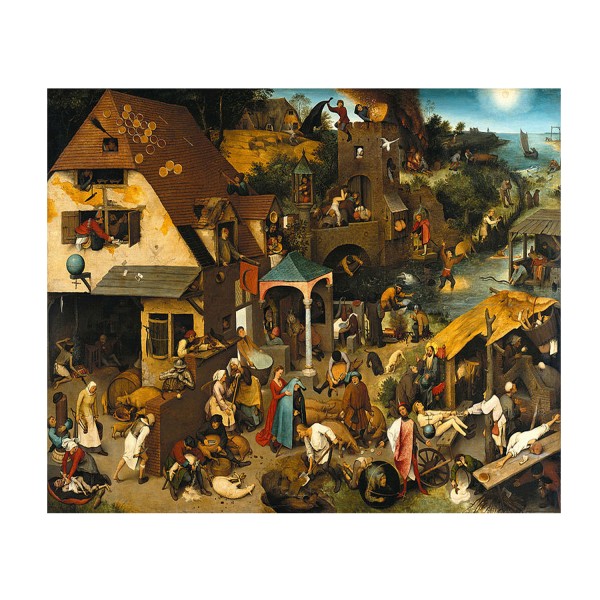 Puzzle 1000 pièces : Pieter Breughel - Les proverbes néerlandais - Dtoys-73778BR01
