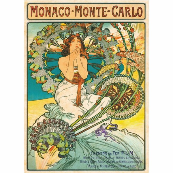 Puzzle 1000 pièces - Mucha : Monaco Monte-Carlo - DToys-66930MU10OLD