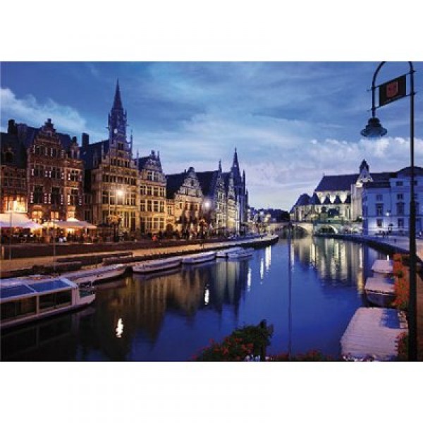 Puzzle 1000 pièces - Paysages nocturnes : Gand, Belgique - Dtoys-64301NL03