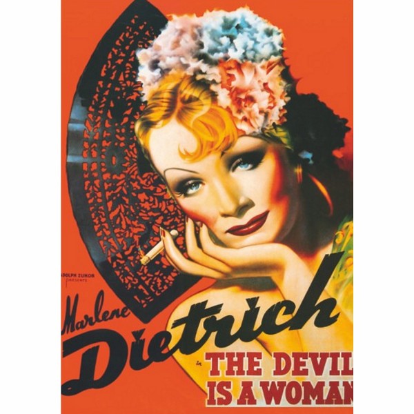 Puzzle de 1000 piezas - Carteles antiguos: Marlene Dietrich El diablo es una mujer - DToys-67555VP10