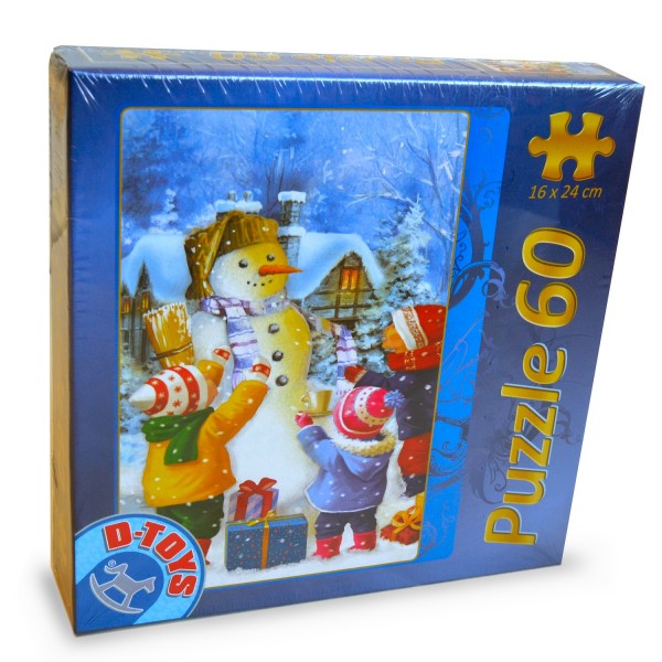 Puzzle 60 pièces : Noël : Faisons un bonhomme de neige ! - Dtoys-60709XM07
