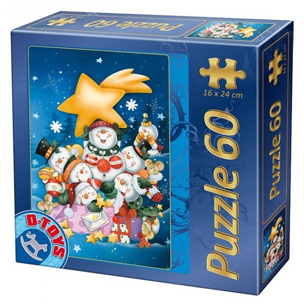Puzzle 60 pièces : Noël : Famille de bonhommes de neige - Dtoys-60709XM06