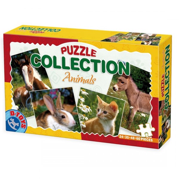 Puzzles de 24 à 60 pièces : 4 puzzles : Lapin, ânon, chaton et cheval - Dtoys-63069AF01