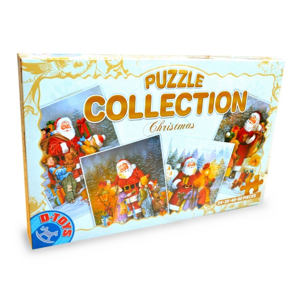 Puzzles de 24 à 60 pièces : 4 puzzles : Le Père Noël et les enfants - Dtoys-67340XM01