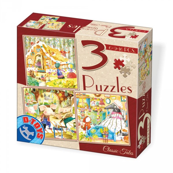 Puzzle évolutif de 6 à 16 pièces : 3 Puzzles : Contes de fées - Dtoys-72924EM01