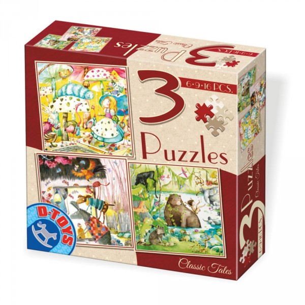 Puzzle évolutif de 6 à 16 pièces : 3 Puzzles : Contes de fées - Dtoys-72924EM02
