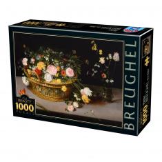 Puzzle de 1000 piezas: Flores en una cesta, Pieter Brueghel 