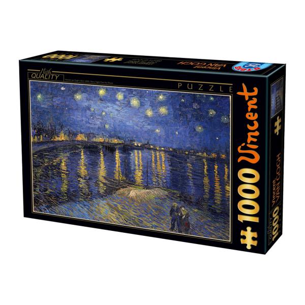 1000 pieces puzzle: Starry Night on the Rhône, Vincent Van Gogh - Dtoys-66916VG11