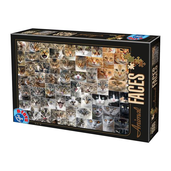 1000 pieces puzzle: Animal Faces: Cat  - Dtoys-74331FA02