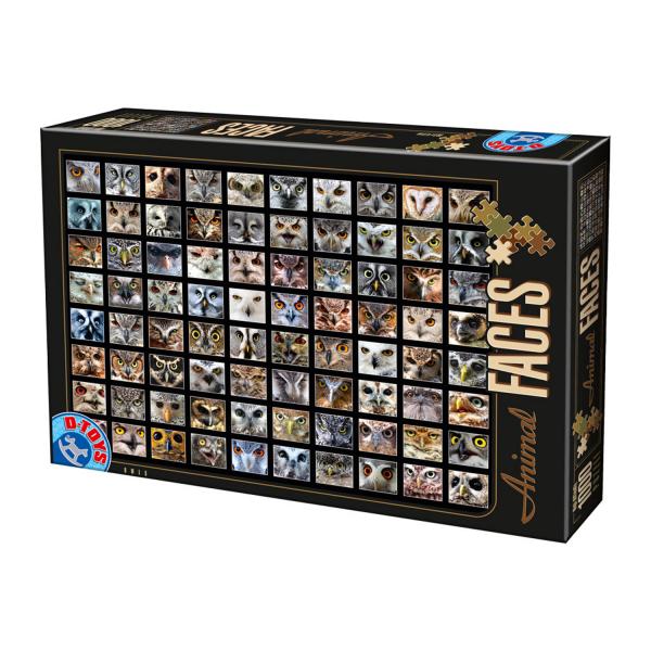 Puzzle de 1000 piezas: Caras de animales: Búhos  - Dtoys-74331FA01