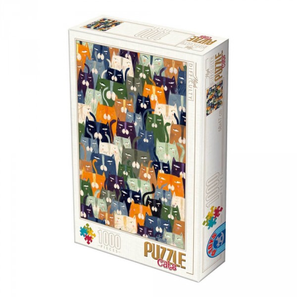 Puzzle de 1000 piezas: Gatos, Andrea Kurti - Dtoys-76847CA01