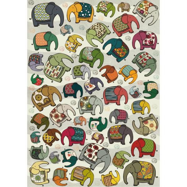 1000 pieces puzzle: Motifs: Elephants  - Dtoys-75437