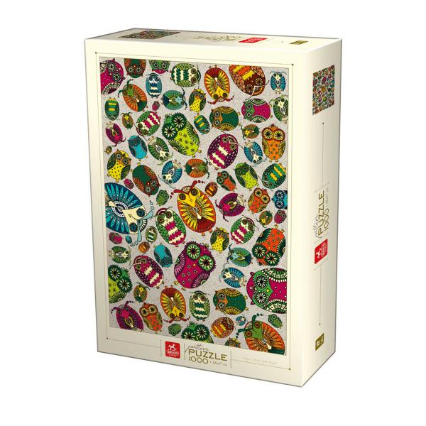 Puzzle 1000 pièces : Pattern : Hiboux  - Dtoys-76014