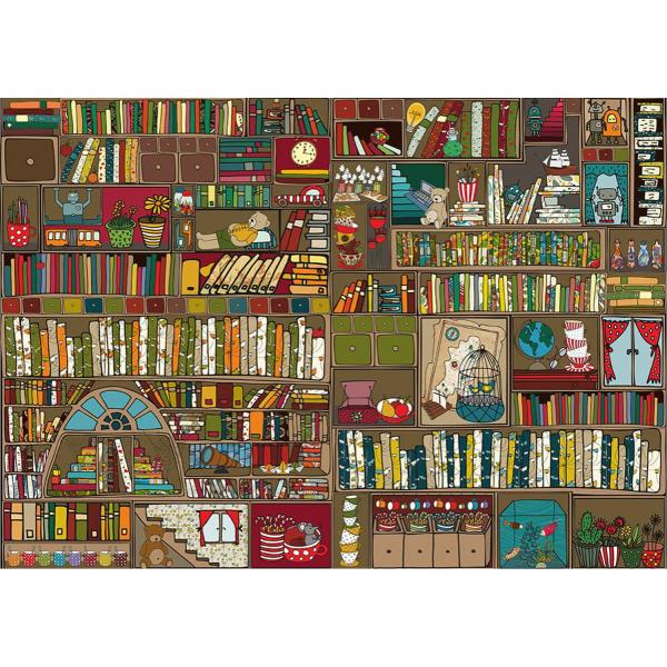 1000 pieces puzzle: Pattern: Book shelves  - Dtoys-76434