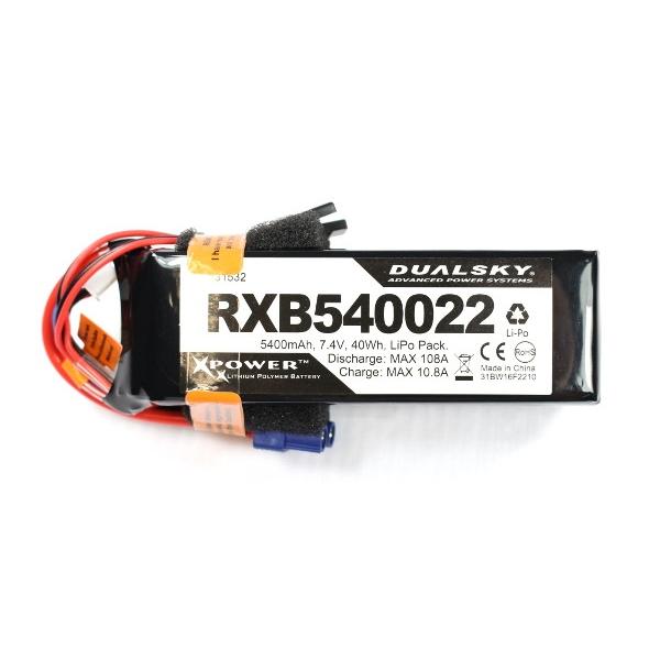 Batterie Lipo 2S 7.4V 5400mAh 20C RX Dualsky - RXB540022
