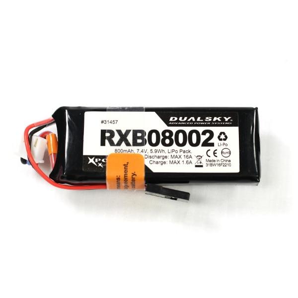Batterie Lipo 2S 7.4V 800mAh 20C RX Dualsky - RXB08002