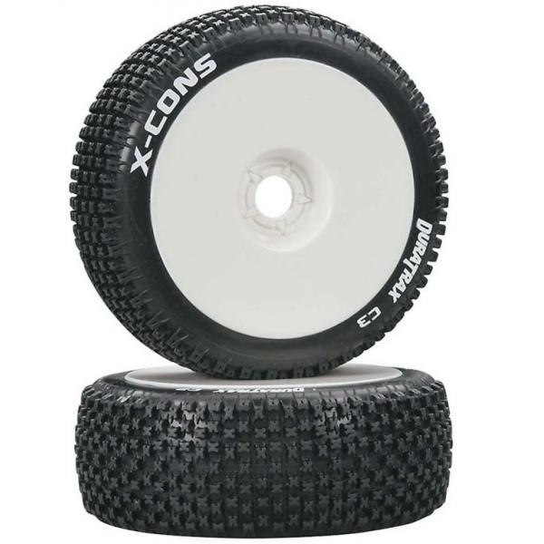 1/8 X-Cons Buggy Tire C3 Mounted White (2) - DTXC3611