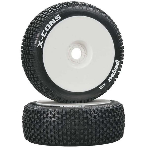 1/8 X-Cons Buggy Tire C2 Mounted White (2) - DTXC3610