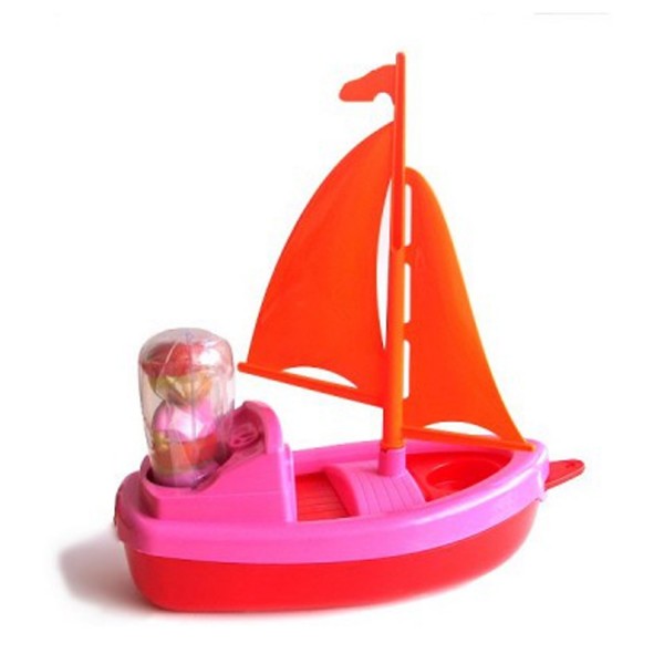 Jouet de plage : Bateau Plouf : Voile orange et coque rose et rouge - Ecoiffier-0145-3-OLD