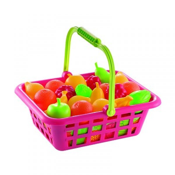 Panier à Provisions Jouet Ecoiffier Avec Fruits Et Légumes - Rouge - Origine France Garantie