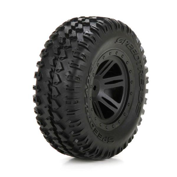 FR Tire, Premount, Black Wheel (2): 1:10 AMP DB - ECX43011