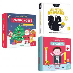 Lot de 3 livres : Mon imagier du corps humain, imagier animé Joyeux noël et  Mon imagier contrasté l