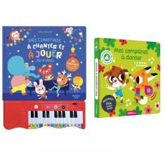 Lot de 2 livres de comptines : Mes comptines à chanter et à jouer au piano et mes comptines à danser