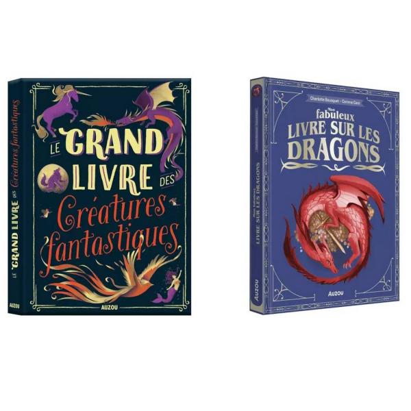 Lot de 2 livres : Mon fabuleux livre sur les dragons et le grand livre des créatures fantastiques - AUZOU-KIT214