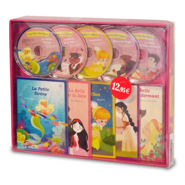 Coffret livres et CD Les p'tits classiques : 5 livres et 5 CD Princesses - Auzou-PS70527