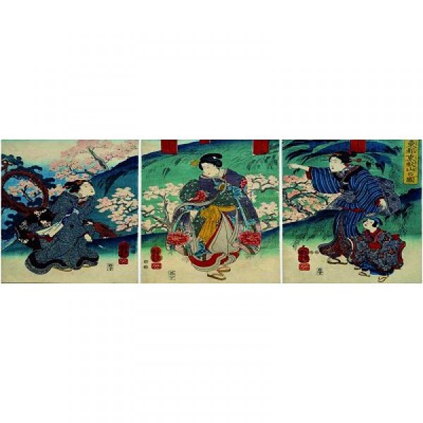 Puzzle 1000 pièces panoramique - Art japonais : La femme au printemps - Ricordi-2802N25013