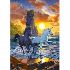 1000 piece puzzle: Unicorns on the beach