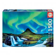 Puzzle de 1500 piezas: Aurora Boreal en Islandia