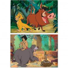 Puzzles en bois 2 x 16 pièces - Pumba et Mowgli