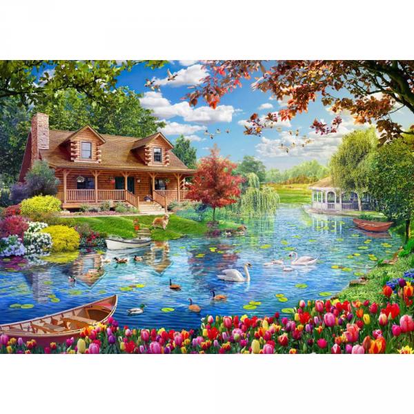 5000 pieces puzzle: Chalet by the lake - Educa-19056