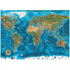 Puzzle 250 pièces Carte du Monde - GIBSONS - Thème Voyage et