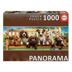 Puzzle 1000 pieces: puppies on the bench