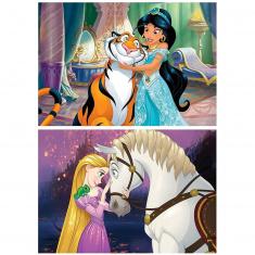 2 x 16 pieces Wooden Jigsaw Puzzles - Disney Classics: Jasmine and Raiponce