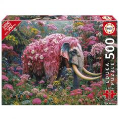 Puzzle 500 pièces XL : ÉLÉPHANT FLEURI