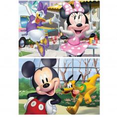 Puzzles en bois 2 x 25 pièces : Mickey et ses amis