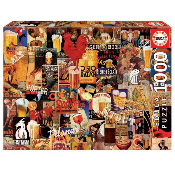 1000 pieces PUZZLE: VINTAGE BEER COLLAGE - Educa-17970