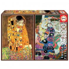 2x1000 Teile PUZZLE: DER KUSS UND DIE JUNGFRAU - Gustav KLIMT