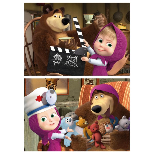 2 x 25 pieces wooden puzzle: Masha and the Bear - Educa-18600