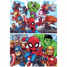 Puzzle en bois 2 x 25 pièces : Marvel Super Heroe Adventures