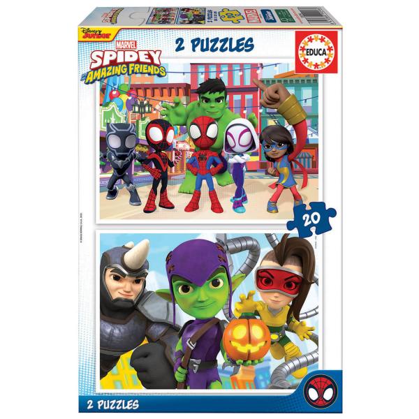 2 x 20 pieces puzzle : Spidey and His Amazing Friends - Educa-19296