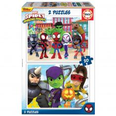 2 x 20 Teile Puzzle: Spidey und seine erstaunlichen Freunde