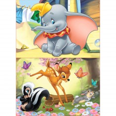 Puzzle en bois 2 x 16 pièces - Animaux Disney : Bambi et Dumbo